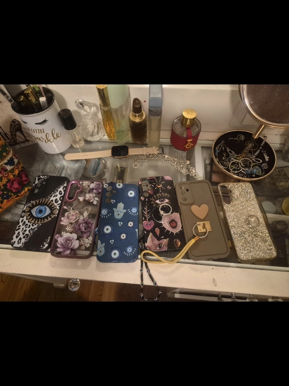 Assorted Decorative Phone Cases - Blue, Pink, Black, Gold, Gray